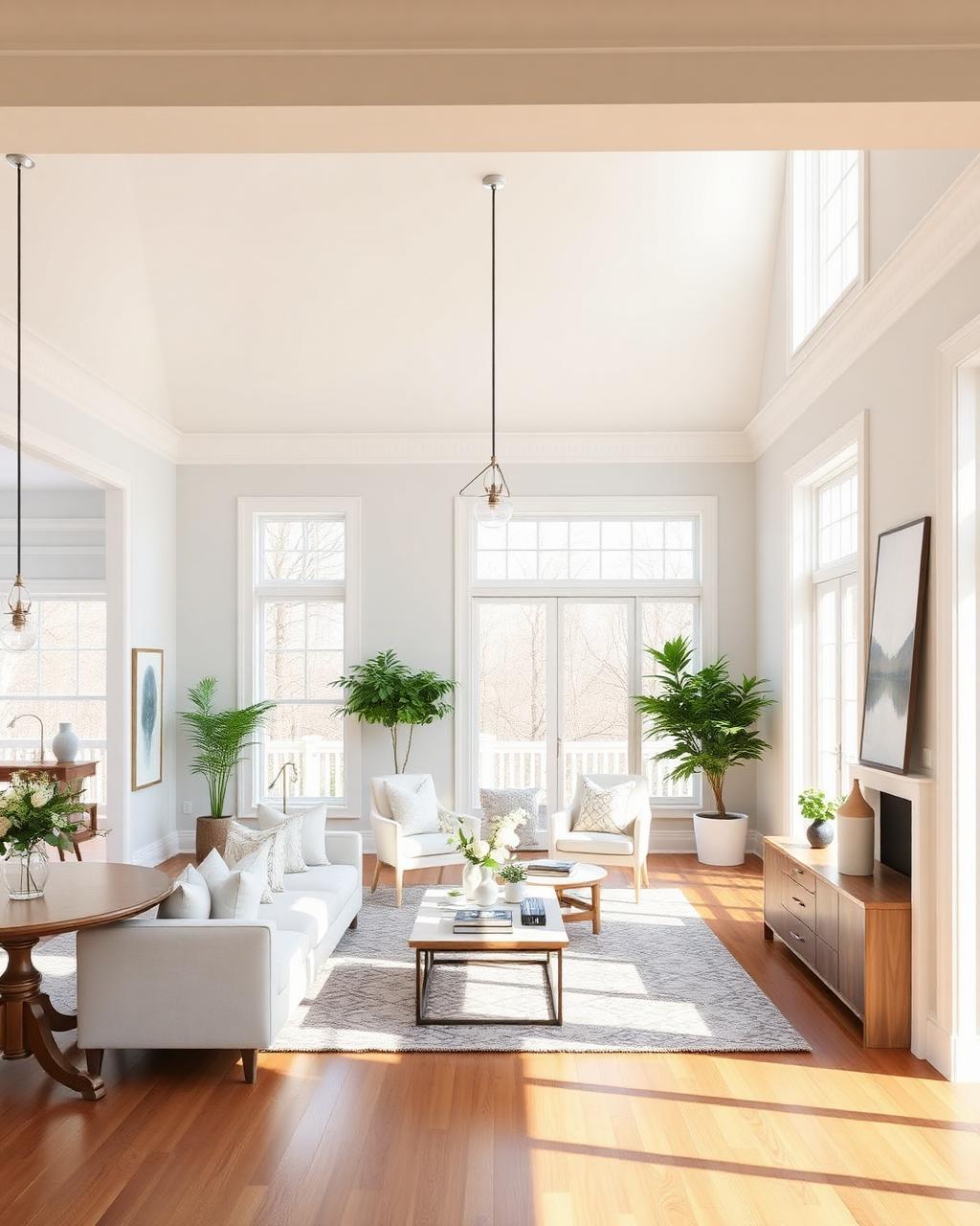 Bright open-concept living and dining space after renovation
